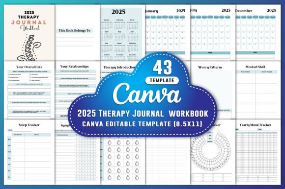 2025 Therapy Journal Workbook Canva KDP