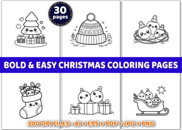 30 Bold Easy Christmas Coloring Pages