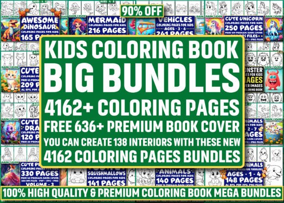 4162 Kids Coloring Book Page Mega Bundle
