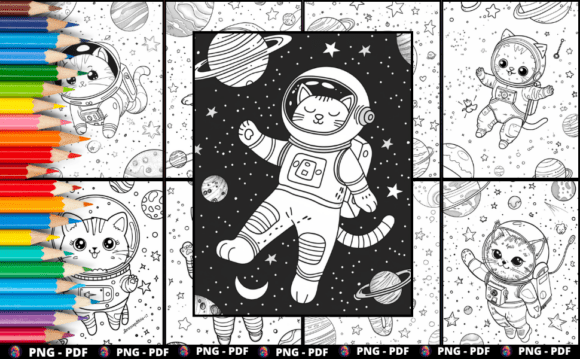 Astronaut Cat Adventures – 40 Pages: A Cosmic Coloring Experience for All Ages