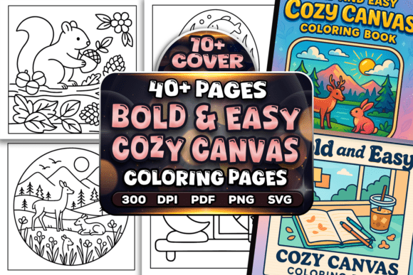 Bold and Easy Cozy Canvas Coloring Pages