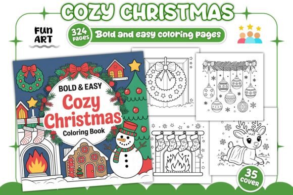 Bold Easy Cozy Christmas Coloring Book for Adults