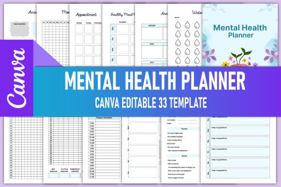 Editable Mental Health Planner Canva KDP
