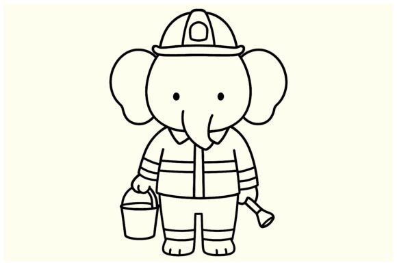 Elephant Firefighter Character: A Versatile and Adorable Design for Educational Use