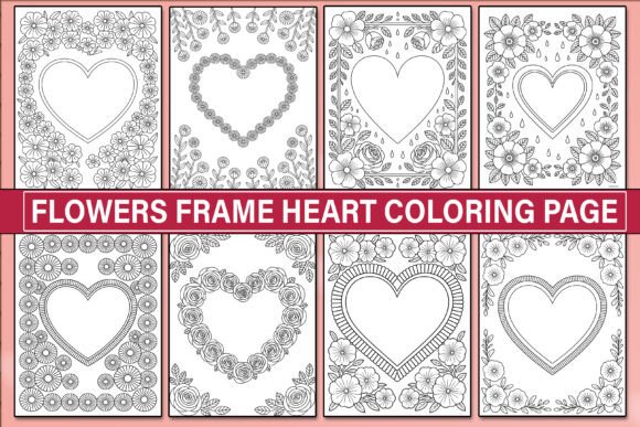 Flowers Frame Heart Coloring Pages
