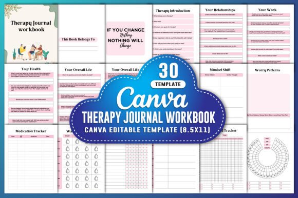 Therapy Journal Workbook Canva KDP